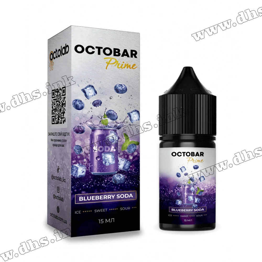 Набір для самозамісу Octobar Prime Salt 30 мл (50 мг) - Blueberry Soda (Чорнична Газівка)